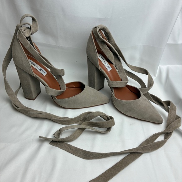 Steve Madden Women Wrap Heels 7M Suede Pointed Toe Indie Sleaze Noir Date Night - Picture 5 of 11